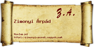 Zimonyi Árpád névjegykártya